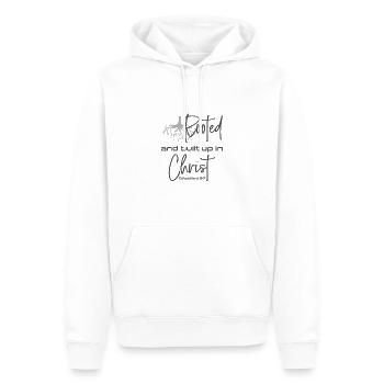 Le dessein chrétien enraciné et édifié en Christ - Sweat à capuche Premium bio Homme - blanc - Devant - Nico (187cm)