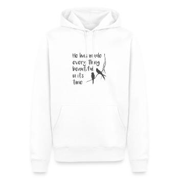 Christian Design He has made everything beautiful - Men’s Premium Organic Hoodie - white - Front - Nico (187cm)