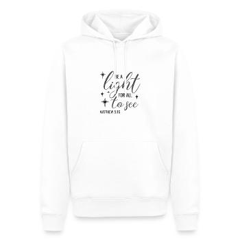 Christian Design Be a Light for all to see - Sweat à capuche Premium bio Homme - blanc - Devant - Nico (187cm)