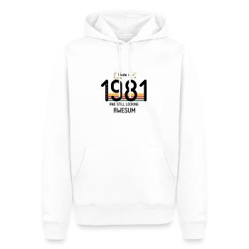 1981 et toujours aussi génial - Sweat à capuche Premium bio Homme - blanc - Devant - Nico (187cm)