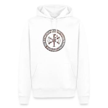 Symbole début fin Alpha Oméga Dieu Chrétien - Sweat à capuche Premium bio Homme - blanc - Devant - Nico (187cm)