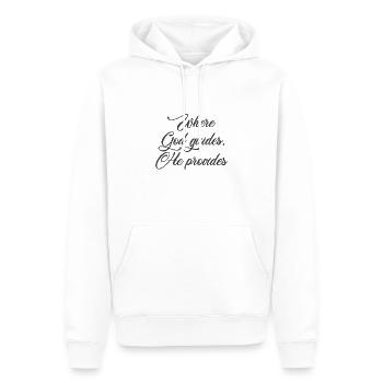 Christian Design Where God Guides, He Provides - Men’s Premium Organic Hoodie - white - Front - Nico (187cm)