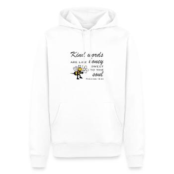 Christian Design Kind Words are like Honey Sweet - Men’s Premium Organic Hoodie - white - Front - Nico (187cm)