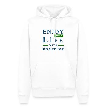 Genießen Sie Ihr Leben mit positiven - Männer Premium Bio Hoodie - Weiß - Vorne - Nico (187cm)