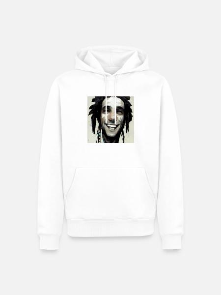 Rastafari Sketch Painting - Männer Premium Bio Hoodie - Weiß