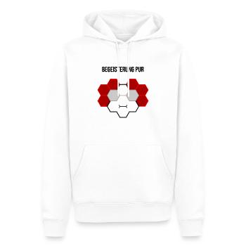 Begeisterung pur - Männer Premium Bio Hoodie - Weiß - Vorne - Nico (187cm)