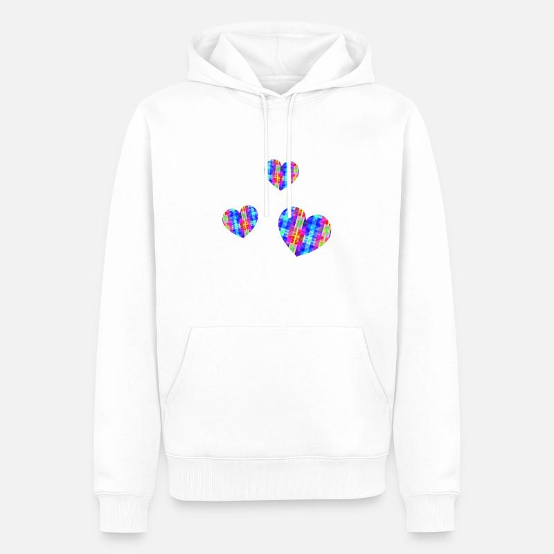 trois cœurs bleus - Sweat à capuche Premium bio Homme - blanc
