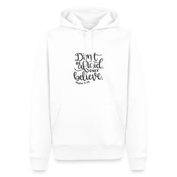 Christian Design N’ayez pas peur, croyez seulement - Sweat à capuche Premium bio Homme - blanc - Devant - Nico (187cm)