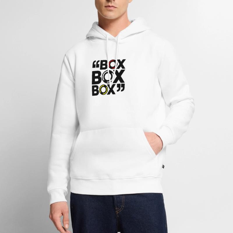« Box Box Box » Conception de composé de pneus de course Sweat à capuche Premium bio Homme