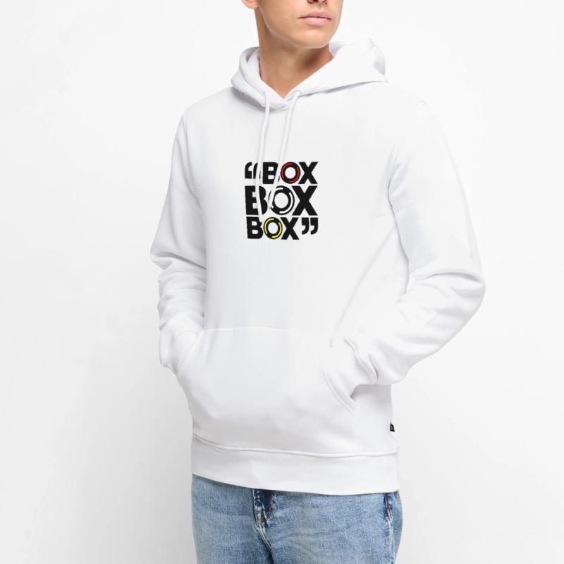 « Box Box Box » Conception de composé de pneus de course Sweat à capuche Premium bio Homme