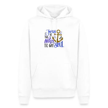 Jesus is the anchor - Blue Design - Men’s Premium Organic Hoodie - white - Front - Nico (187cm)
