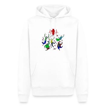 Croiser des gens heureux - Sweat à capuche Premium bio Homme - blanc - Devant - Nico (187cm)