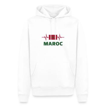 Maroc Football 2022 battement de cœur - Sweat à capuche Premium bio Homme - blanc - Devant - Nico (187cm)