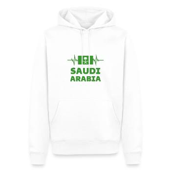 Arabie saoudite Football 2022 Arabie saoudite Heartbeat - Sweat à capuche Premium bio Homme - blanc - Devant - Nico (187cm)