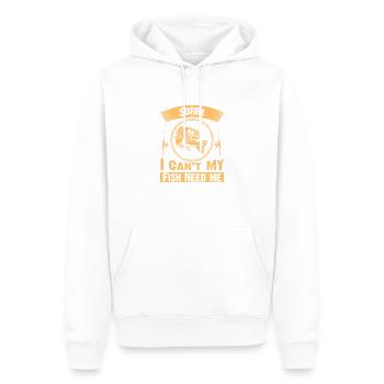 Sorry i Can't My fish Need Me Humour Fishing Gift - Men’s Premium Organic Hoodie - white - Front - Nico (187cm)