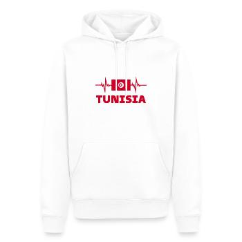 Tunisie Football 2022 Tunisie Heartbeat Tunisie - Sweat à capuche Premium bio Homme - blanc - Devant - Nico (187cm)