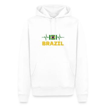 Brésil Football 2022 battement de cœur Brésil foot - Sweat à capuche Premium bio Homme - blanc - Devant - Nico (187cm)