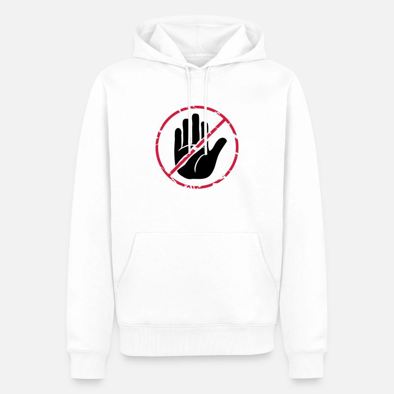 Stop Zeichen Hand durchgestrichen - Männer Premium Bio Hoodie - Weiß