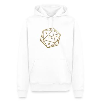 Minimalistischer W20 Spiel Würfel - Männer Premium Bio Hoodie - Weiß - Vorne - Nico (187cm)