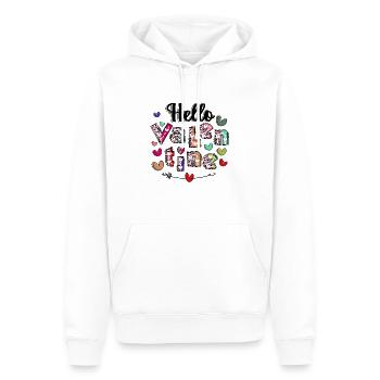 Bonjour Valentine - Sweat à capuche Premium bio Homme - blanc - Devant - Nico (187cm)