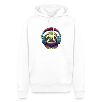 Cool paresseux avec des écouteurs écoute de la musique - Sweat à capuche Premium bio Homme - blanc - Devant - Nico (187cm)