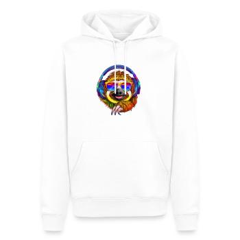 Cool paresseux avec des écouteurs écoute de la musique - Sweat à capuche Premium bio Homme - blanc - Devant - Nico (187cm)