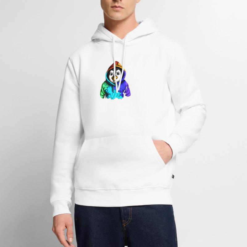 Überraschter Pinguin mit Pullover Männer Premium Bio Hoodie