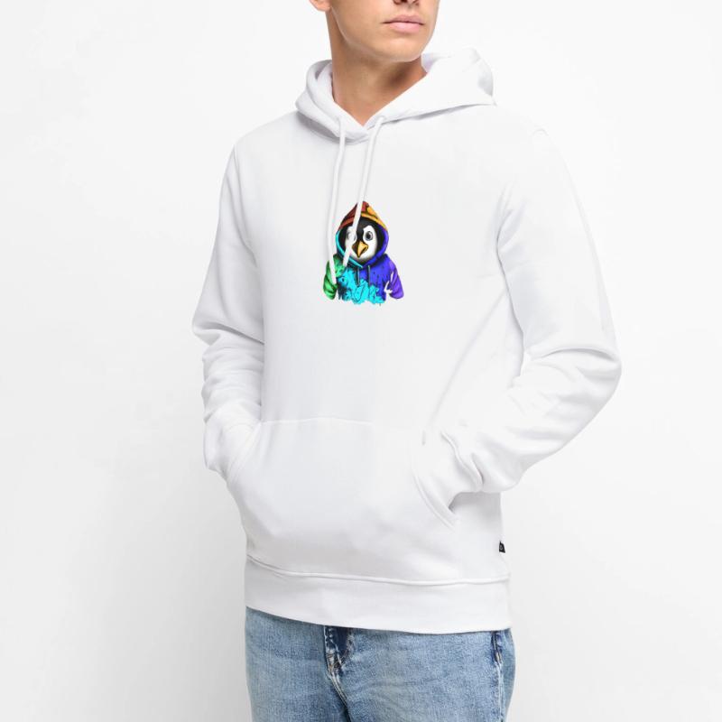 Überraschter Pinguin mit Pullover Männer Premium Bio Hoodie