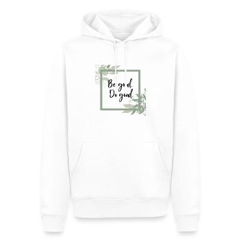 Be good. Do good. | Inspiring lettering - Men’s Premium Organic Hoodie - white - Front - Nico (187cm)