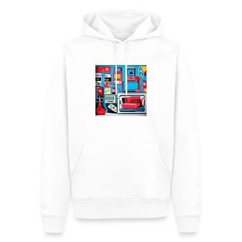 Chambre Rétro de Style Années 80 - Sweat à capuche Premium bio Homme - blanc - Devant - Nico (187cm)