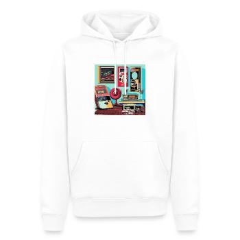 Chambre Rétro de Style Années 80 - Sweat à capuche Premium bio Homme - blanc - Devant - Nico (187cm)