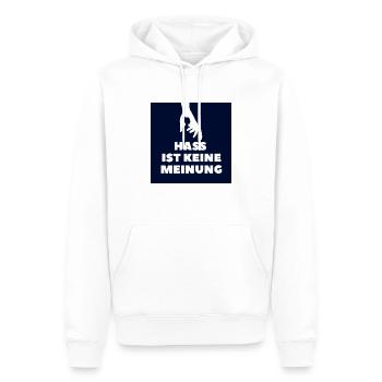 Hass ist keine Meinung Silhouette BS - Männer Premium Bio Hoodie - Weiß - Vorne - Nico (187cm)