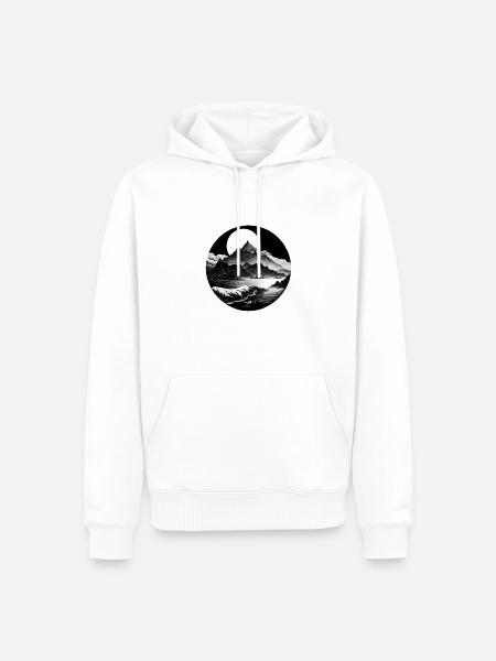 Black White Mountains - Männer Premium Bio Hoodie - Weiß