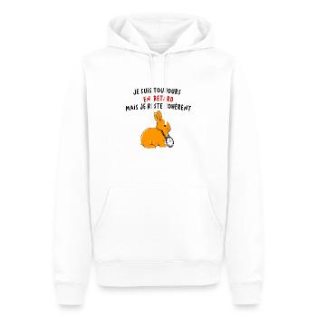 Je suis toujours en retard mais je reste cohérent - Sweat à capuche Premium bio Homme - blanc - Devant - Nico (187cm)