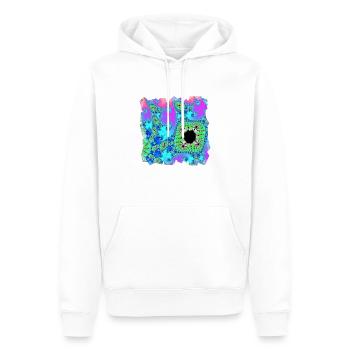 #150 Fraktal blue magic - Männer Premium Bio Hoodie - Weiß - Vorne - Nico (187cm)