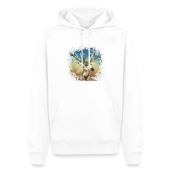 Hirsch - Männer Premium Bio Hoodie - Weiß - Vorne - Nico (187cm)