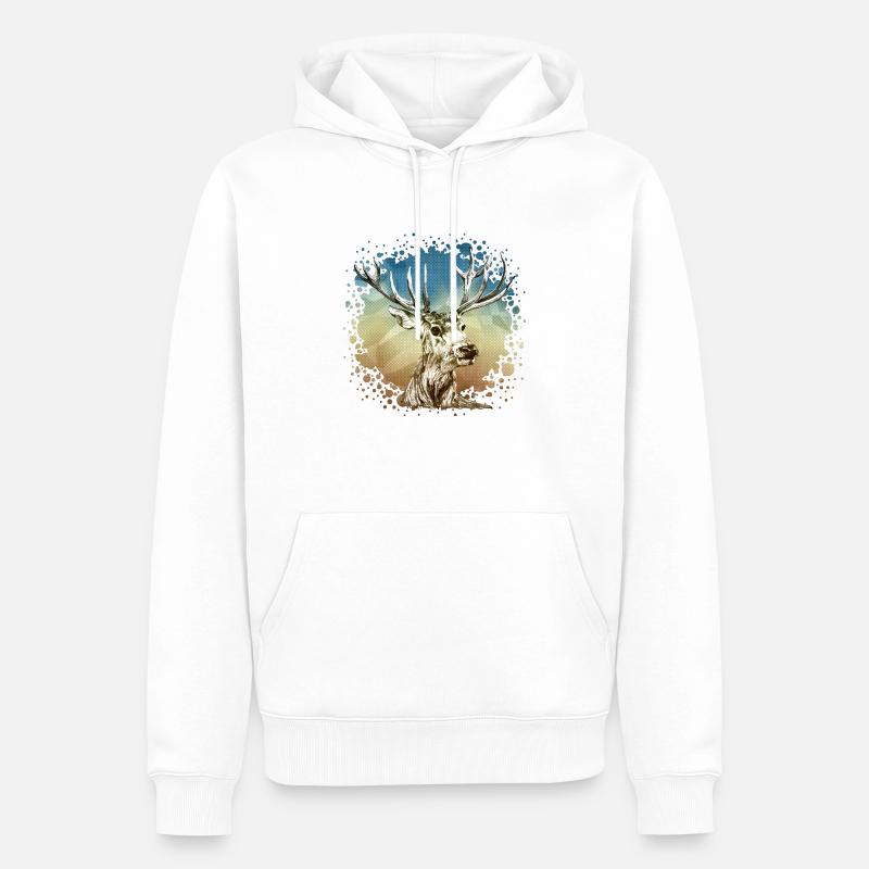 Hirsch - Männer Premium Bio Hoodie - Weiß