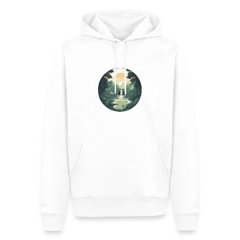 Fließende Schönheit - Vintage Landschaft im Kreis - Männer Premium Bio Hoodie - Weiß - Vorne - Nico (187cm)