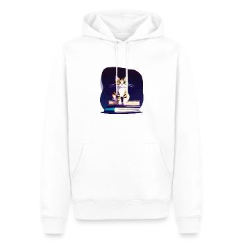Hauskatze Buch Katze Bücher Kater Lesen Kätzchen - Männer Premium Bio Hoodie - Weiß - Vorne - Nico (187cm)
