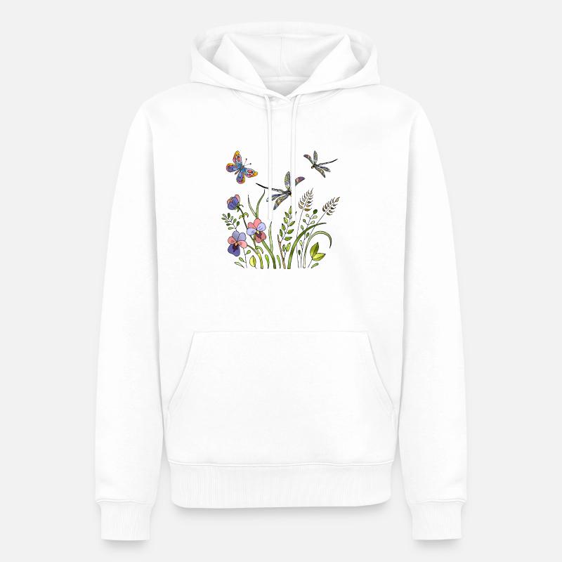 Libellules et papillon - Sweat à capuche Premium bio Homme - blanc