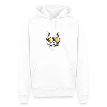 Cool cat with sunglasses - Men’s Premium Organic Hoodie - white - Front - Nico (187cm)
