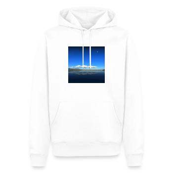 Reflection of clouds on the lake with half moon - Men’s Premium Organic Hoodie - white - Front - Nico (187cm)