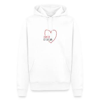 l amour est déclaré - Sweat à capuche Premium bio Homme - blanc - Devant - Nico (187cm)