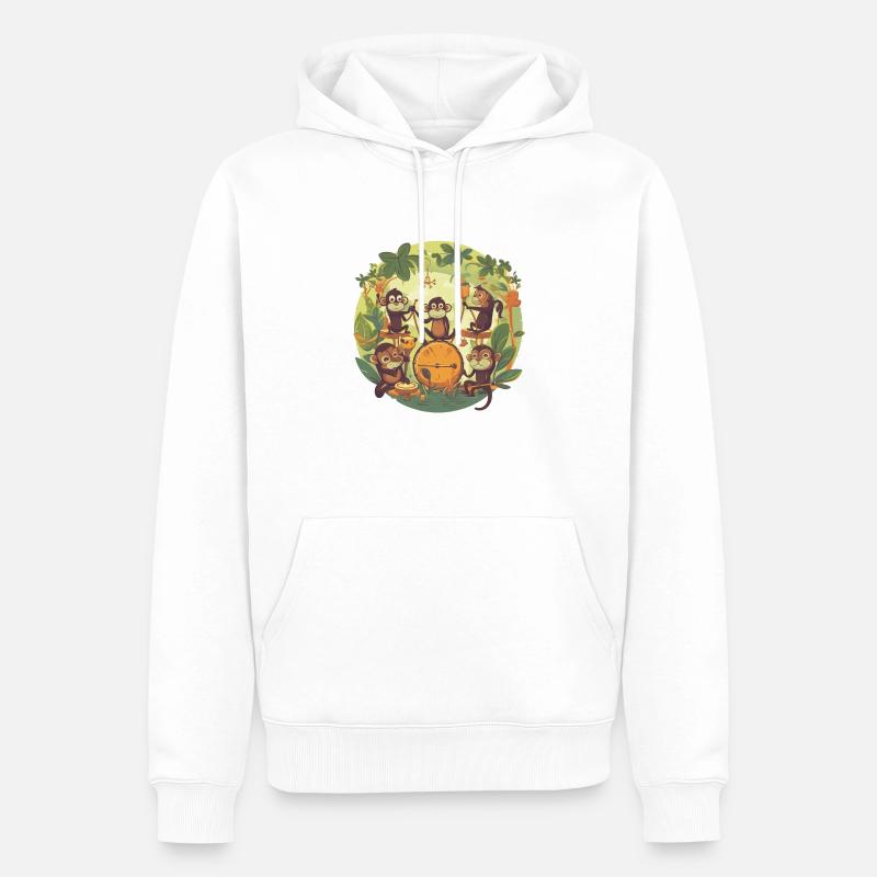 Monkey Party - Männer Premium Bio Hoodie - Weiß
