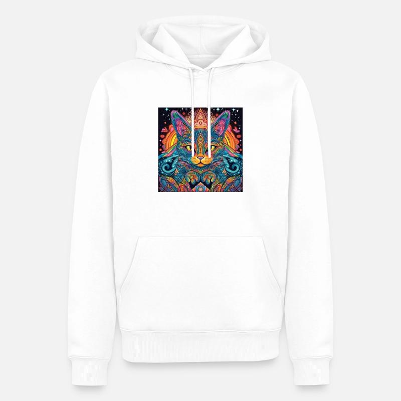 Psycat Mandala - Sweat à capuche Premium bio Homme - blanc