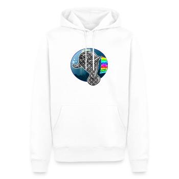 Manati Seekuh Regenbogen Schriftzug - Männer Premium Bio Hoodie - Weiß - Vorne - Nico (187cm)