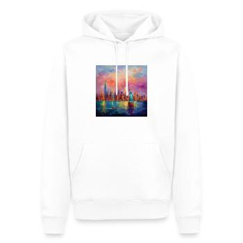 Monet-inspiriert: New York City - Männer Premium Bio Hoodie - Weiß - Vorne - Nico (187cm)