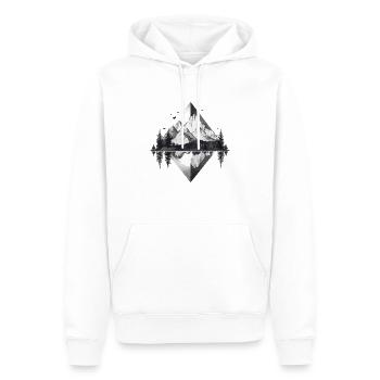 Montagnes minimalistes - Sweat à capuche Premium bio Homme - blanc - Devant - Nico (187cm)