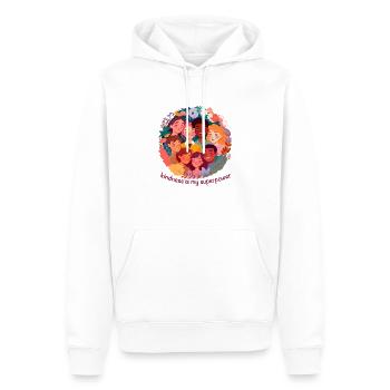 kindness is my superpower - Men’s Premium Organic Hoodie - white - Front - Nico (187cm)