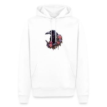 Gothic Raven Crow Mystical Horror Flowers - Sweat à capuche Premium bio Homme - blanc - Devant - Nico (187cm)
